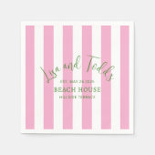 Beach House Custom Pink Cabana Streifen Serviette (Vorderseite)