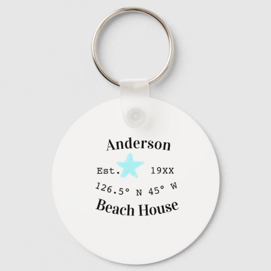 Beach house Date year custom coordinates add est. Schlüsselanhänger (Vorderseite)