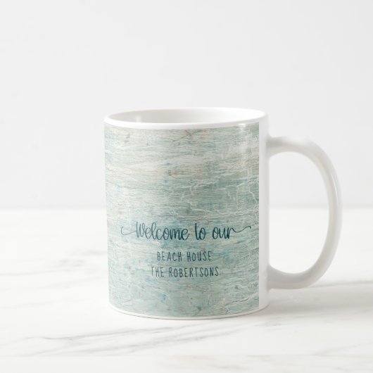 Beach House Driftwood Ocean Coasta Familienname Kaffeetasse (Rechts)