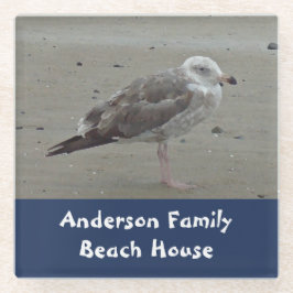 Beach House Familie Name Artistic Sea Bird Seagull Glasuntersetzer