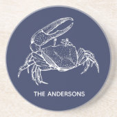 Beach House Familienname Crab Getränkeuntersetzer (Vorne)