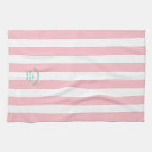 Beach House Familienname Pink Cabana Strip Geschirrtuch (Horizontal)
