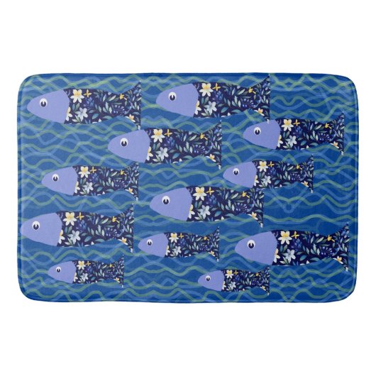 Beach House Fish Seascape Seaside Fischer Badematte (Vorderseite)