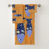 Beach House Fish Seascape Seaside Fischer Badhandtuch Set (Insitu)