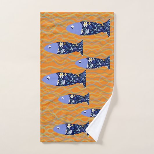 Beach House Fish Seascape Seaside Fischer Badhandtuch Set (Handtuch)