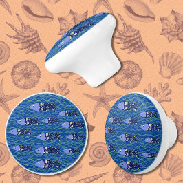 Beach House Fish Seascape Seaside Fischer Keramikknauf