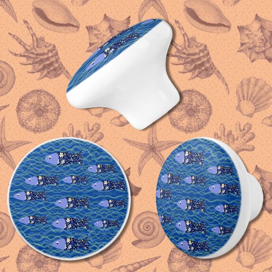 Beach House Fish Seascape Seaside Fischer Keramikknauf