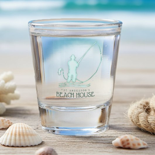 Beach House Fisherman Aqua Blue ID623 Schnapsglas