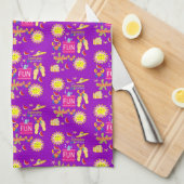Beach House Fun Sun Lila Kitchen Handtuch (Viertel Falte)
