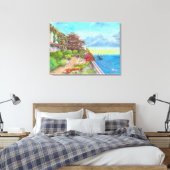 Beach House Garden mit Sailboat Leinwanddruck (Insitu (Schlafzimmer))