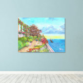 Beach House Garden mit Sailboat Leinwanddruck (Insitu (Holzboden))