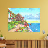 Beach House Garden mit Sailboat Leinwanddruck (Insitu (Wohnzimmer))