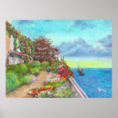 Beach House Garden mit Sailboat Poster (Vorne)