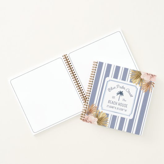Beach House Gästebuch Blue Stripes Coastal Boho Notizblock (Innenseite)