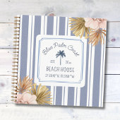 Beach House Gästebuch Blue Stripes Coastal Boho Notizblock