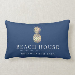 Beach House Gold Ananas Lumbar Kissen