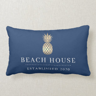 Beach House Gold Ananas Lumbar Kissen