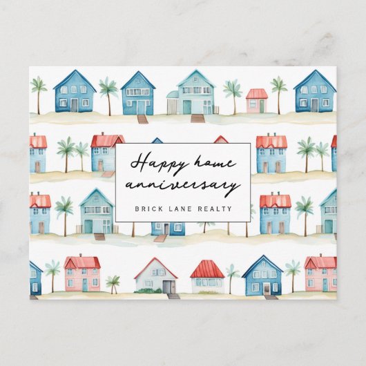 Beach House Happy Zuhause Anniversary Realty Postkarte (Vorderseite)