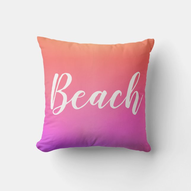 Beach House Hot Pink Orange Ombre Kissen (Vorderseite)