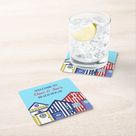Beach House Huts Nautical Rechteckiger Pappuntersetzer (Vor Ort)