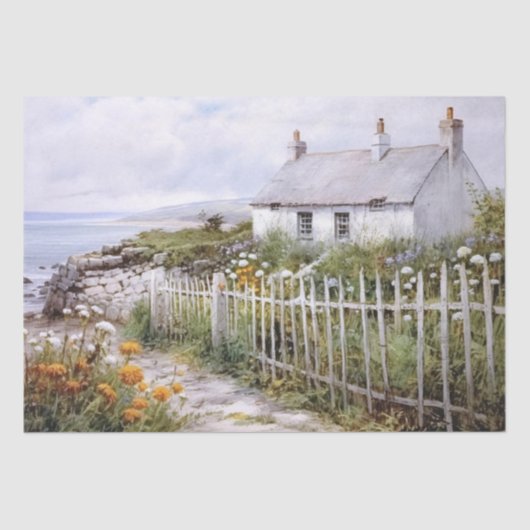 Beach House Hütte Landschaft Ocean Garden Seidenpapier (Vorderseite)