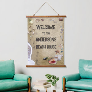 Beach House (individuell einstellbar) Wandteppich Mit Holzrahmen