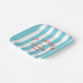 Beach House Individuelle Name Blue Cabana Stripe Pappteller (Gewinkelt)