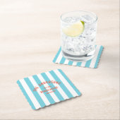 Beach House Individuelle Name Blue Cabana Stripe Untersetzer (Vor Ort)