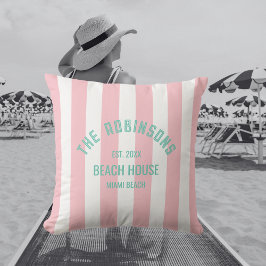 Beach House Individuelle Name Pink Cabana Streifen Kissen