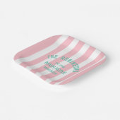 Beach House Individuelle Name Pink Cabana Streifen Pappteller (Gewinkelt)
