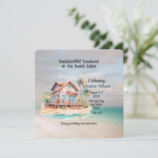 Beach House Junggeselinnen-Abschied Einladung (Stehend Vorderseite)