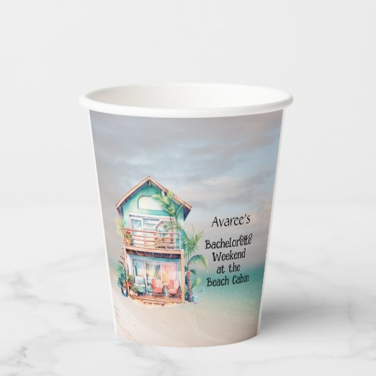 Beach House Junggeselinnen-Abschied Pappbecher (Vorderseite)