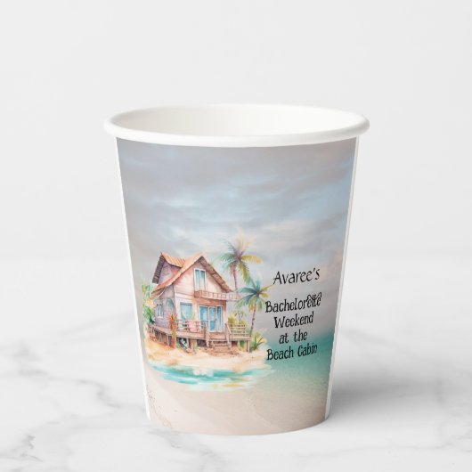 Beach House Junggeselinnen-Abschied Pappbecher (Rückseite)