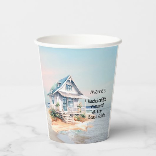 Beach House Junggeselinnen-Abschied Pappbecher (Rückseite)