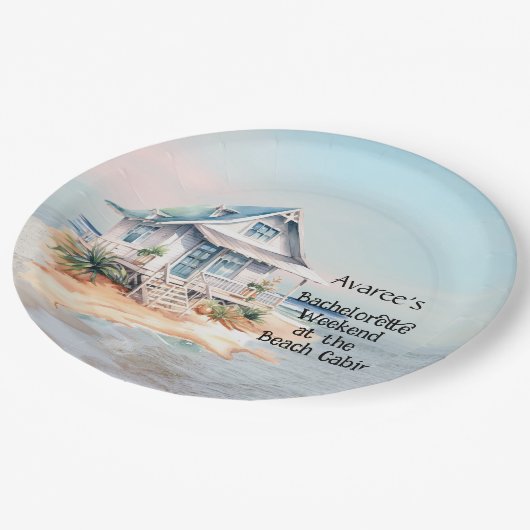 Beach House Junggeselinnen-Abschied Pappteller (Schrägansicht)