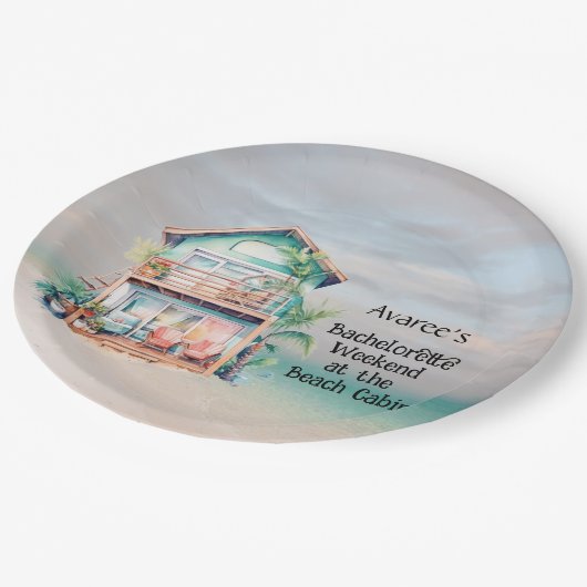 Beach House Junggeselinnen-Abschied Pappteller (Schrägansicht)