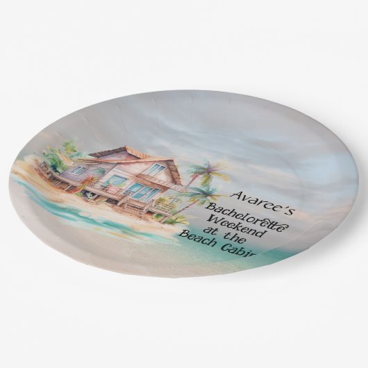 Beach House Junggeselinnen-Abschied Pappteller (Schrägansicht)