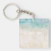 Beach House Keys Familienname Wasserfarbe Souvenir Schlüsselanhänger (Vorderseite)