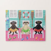 Beach House Labrador Boys Malerei Puzzle (Horizontal)