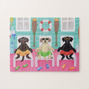 Beach House Labrador Boys Malerei Puzzle