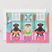 Beach House Labrador Boys Pool Party Einladung (Vorderseite)