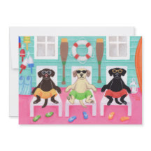 Beach House Labrador Boys Pool Party Einladung