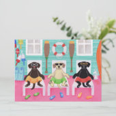 Beach House Labrador Boys Pool Party Einladung (Stehend Vorderseite)