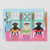 Beach House Labrador Boys Pool Party Einladung (Vorne/Hinten)