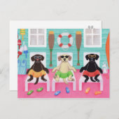Beach House Labrador Boys Postcard Postkarte (Vorne/Hinten)
