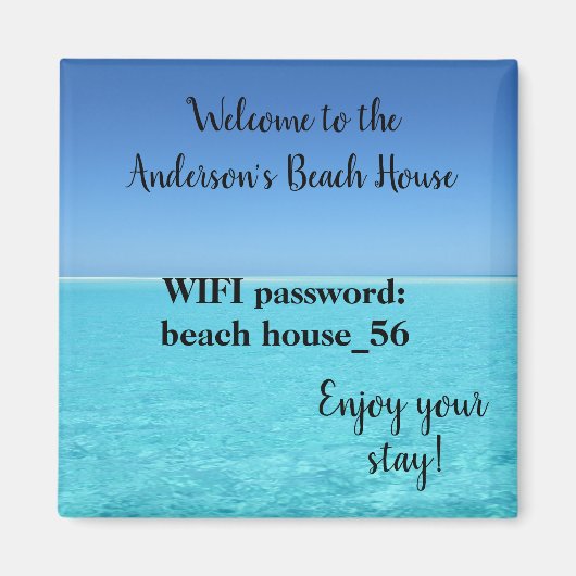 Beach House Magnet Ferien Vermietung WLAN-Kennwort (Vorne)