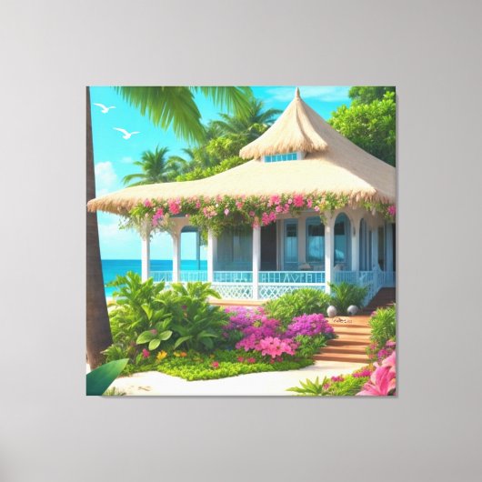 Beach House mit Ocean View Canvas Print Leinwanddruck (Vorderseite)