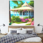 Beach House mit Ocean View Canvas Print Leinwanddruck (Insitu (Schlafzimmer))
