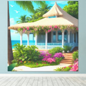 Beach House mit Ocean View Canvas Print Leinwanddruck (Insitu (Holzboden))