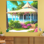 Beach House mit Ocean View Canvas Print Leinwanddruck (Insitu (Wohnzimmer))